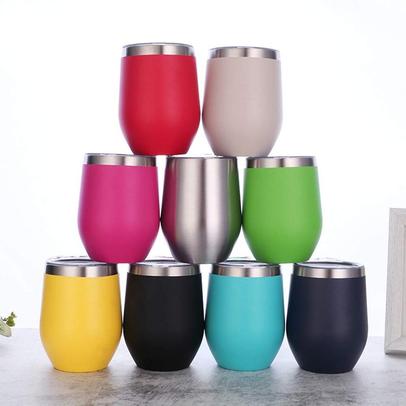Gteller 12 oz Stainless Steel Wine Tumbler Stemless Glasses with Lid, Double Wall Insulated Travel Mug Perfect for Wine, Coffee, Drinks, Champagne, Cocktails(Black) - Image 2
